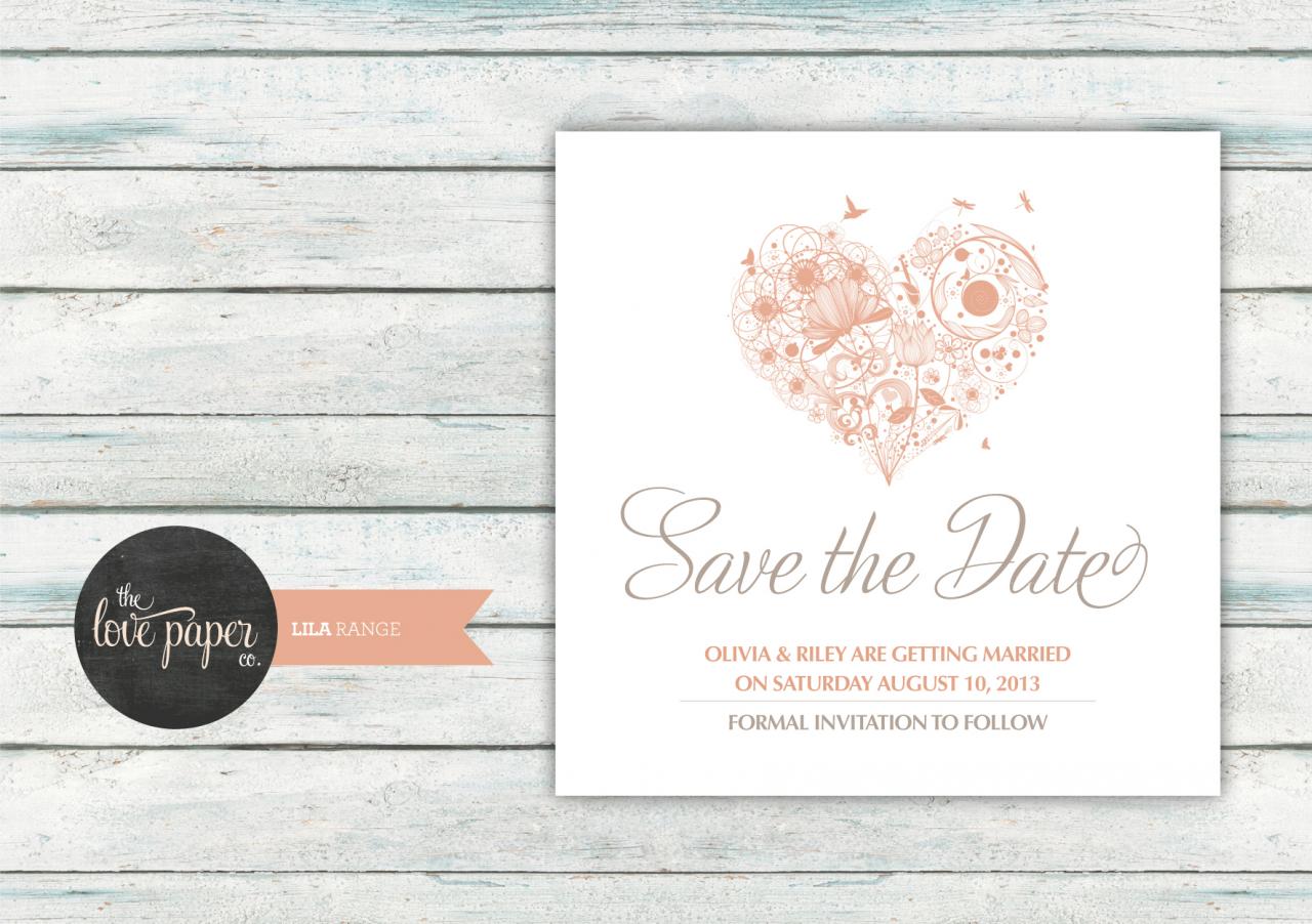 Save The Date Card - Digital Printable File - Lila Wedding Range - Wedding Invitation